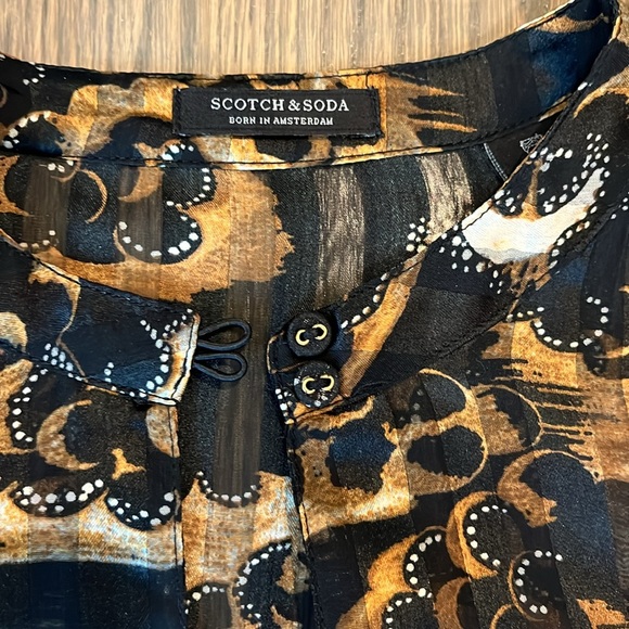 Women's Scotch & Soda Print Ruffle Sleeve Popover Blouse - Sz Small - Picture 5 of 6